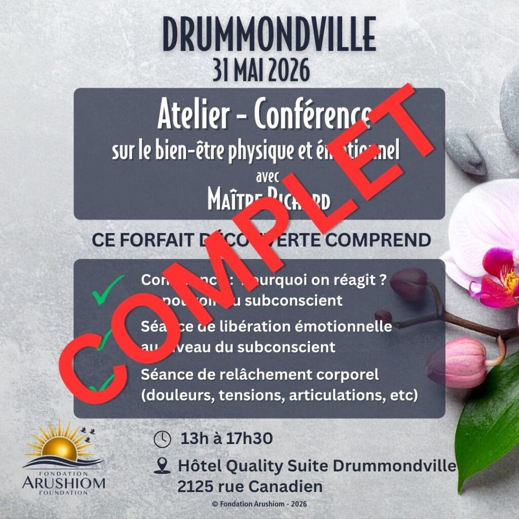 Drummondville (en présentiel) - Atelier sur le bien-être physique et émotionnel avec Maître Richard