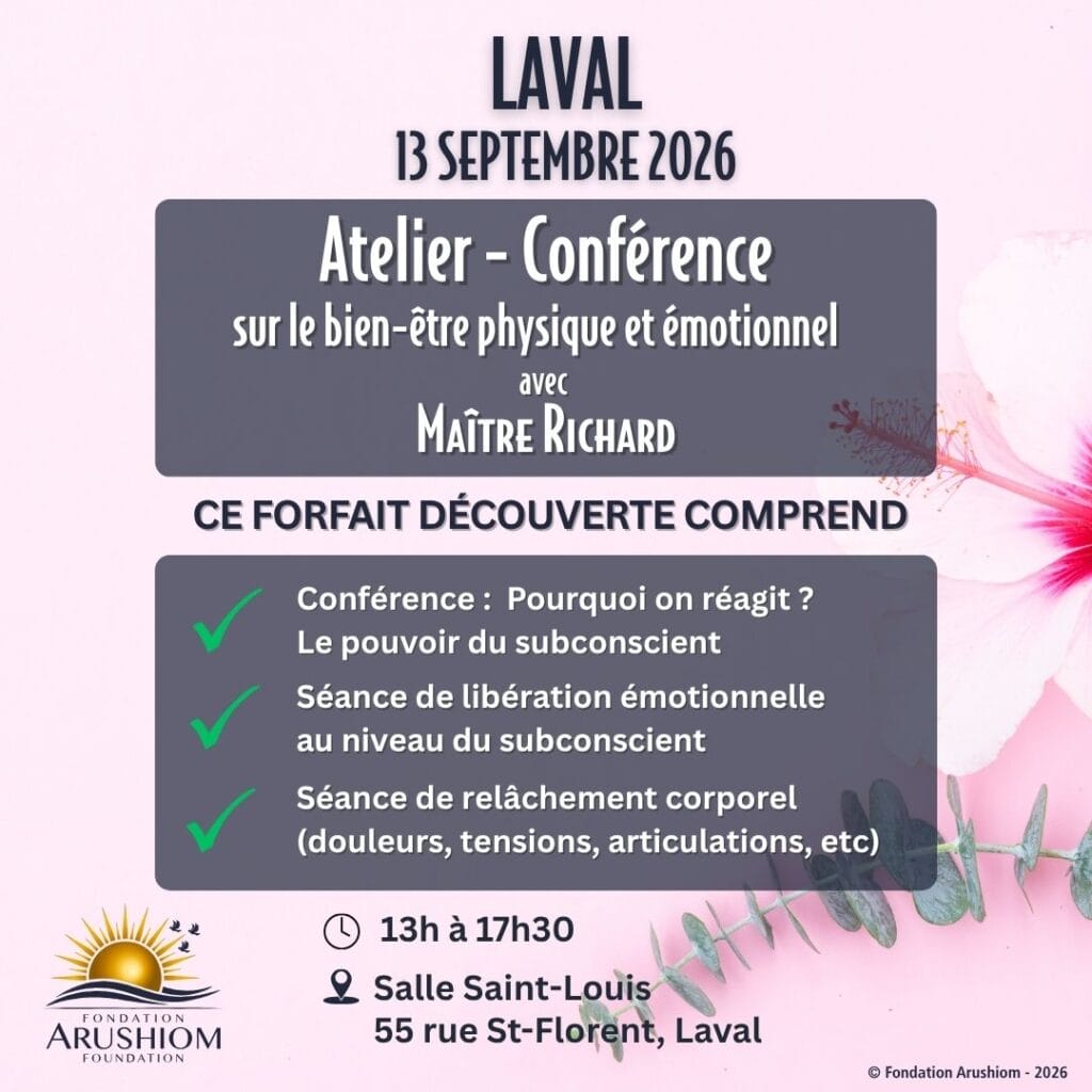 Laval (en présentiel) – Atelier sur le bien-être physique et émotionnel avec Maître Richard