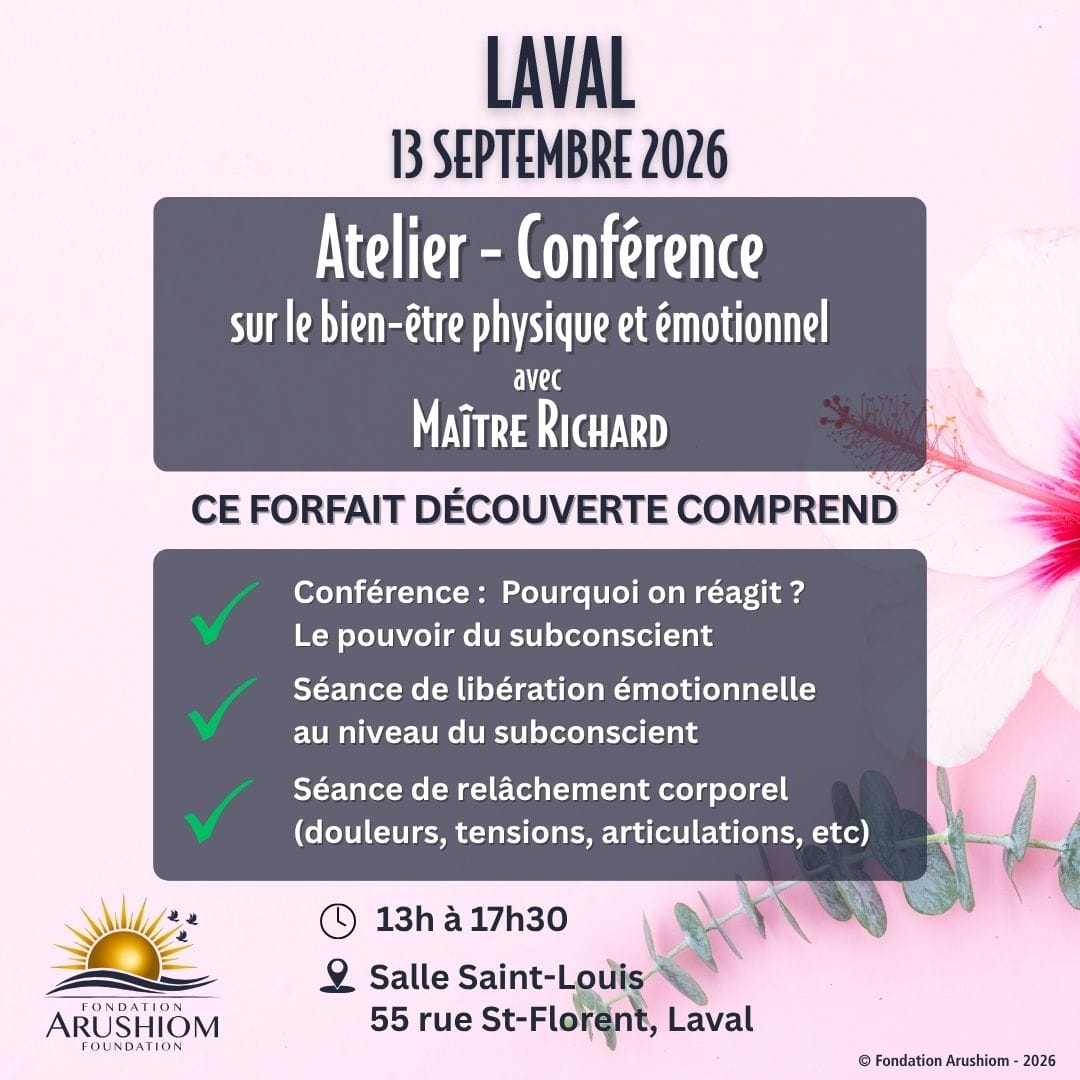 Atelier-Conférence sur le bien-être physique et émotionnel avec Maître Richard - 13 septembre 2026